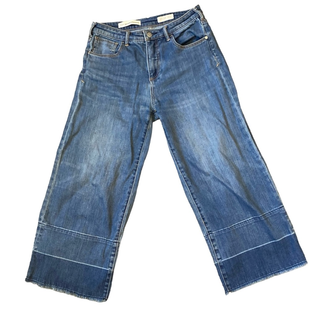 Anthropologie Pilcro & the Letterpress Raw Hem Cropped Flare Denim Wide Leg - Picture 2 of 11